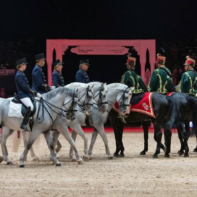 Joint lap of honour by the Hungarian and Moroccan riders